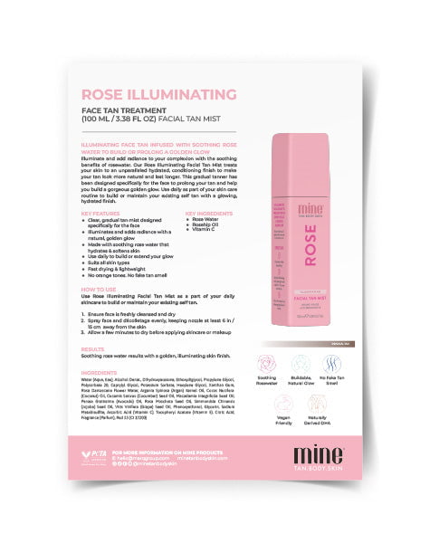 MineTan Body Skin Mine Salon Retail Product Fact Sheets Mine Marketing