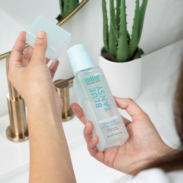 MineTan Body Skin Blue Tansy Bi-Phased Facial Tan Mist Mine Face