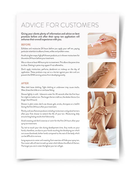 MineTan Body Skin Mine Professional Customer Advice Flyer Mine Marketing