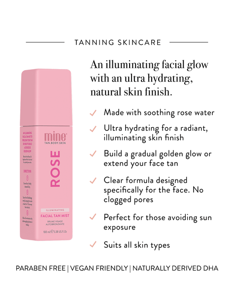 MineTan Body Skin Rose Illuminating Facial Tan Mist Mine Face