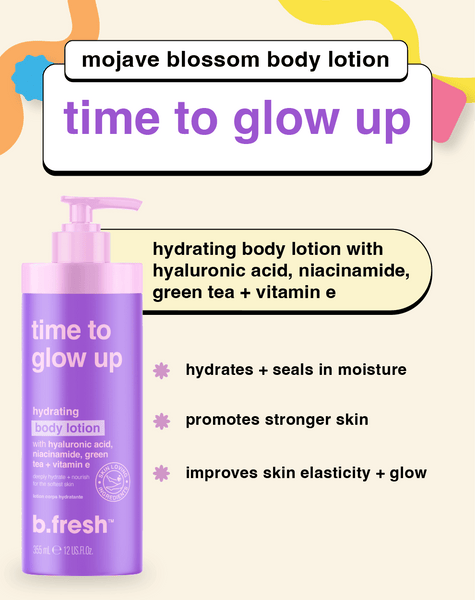 b.fresh time to glow up hydrating body lotion b.fresh body lotion