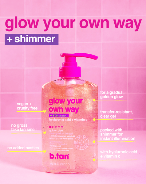 Glow Your Own Way Shimmer | Clear Self Tan Gel | B.tan – MineTan USA