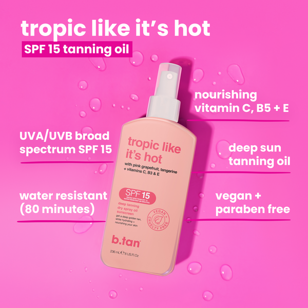 b.tan tropic like it's hot b.tan suncare