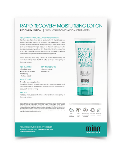 MineTan Body Skin Mine Salon Retail Product Fact Sheets Mine Marketing